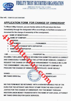 CHANGE OF OWNERSHIP FORM    